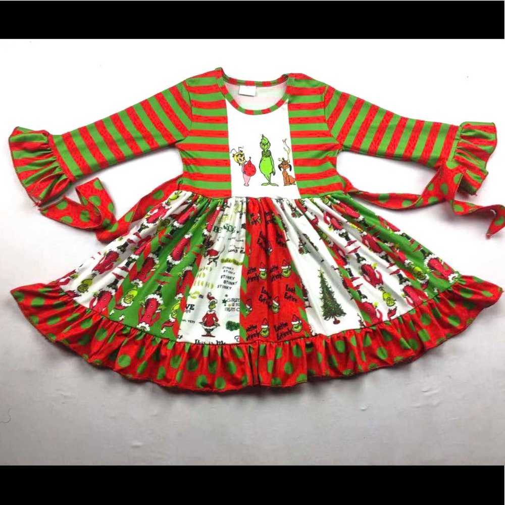 Boutique Grinch Whoville Christmas Dress 0/3 M - Picture 1 of 2
